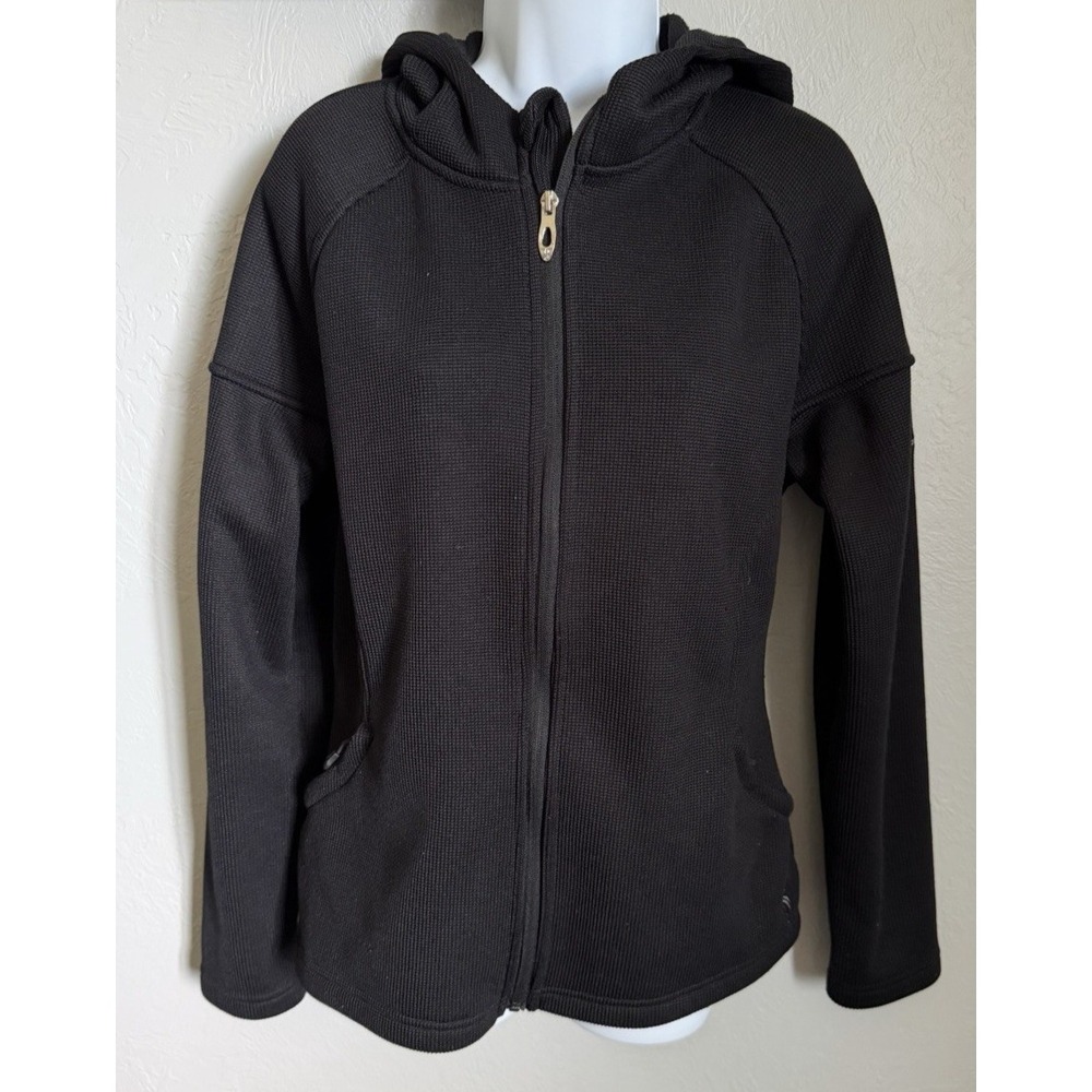 Spyder Frontier Jacket Women's Large Black Hooded Full Zip Fleece Zipped Pockets